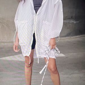 FP Movement White Float On Parachute Hooded Jacket with Pockets M/L